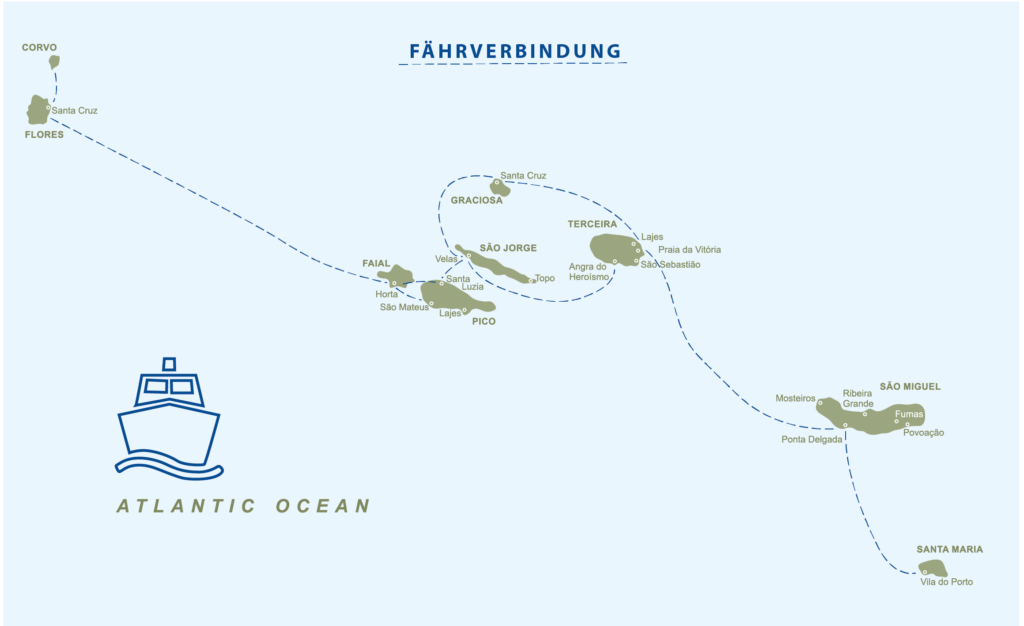 Karte Fährverbindungen Azoren Fähren